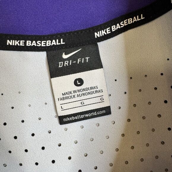 LSU Tigers Baseball Jersey Nike Dri-Fit Men’s Large Purple Yellow SEC NCAA - Picture 3 of 8